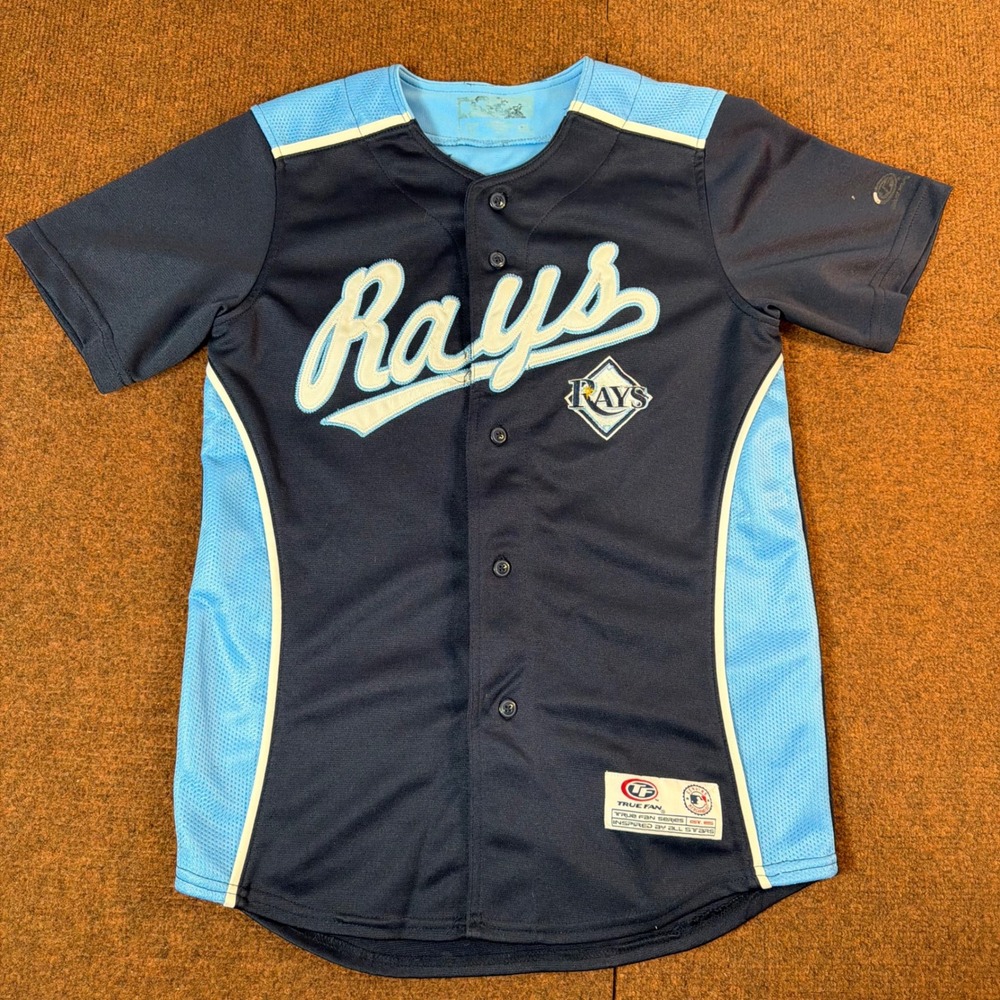 A+ cute womens True Fan MLB Tampa Bay Rays Baseball Jersey Navy Blue Women Small